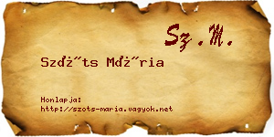 Szőts Mária névjegykártya
