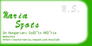 maria szots business card